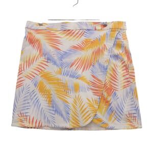 Hearts of Palm Skort Size 14 Palm Leaf Print Orange Blue White